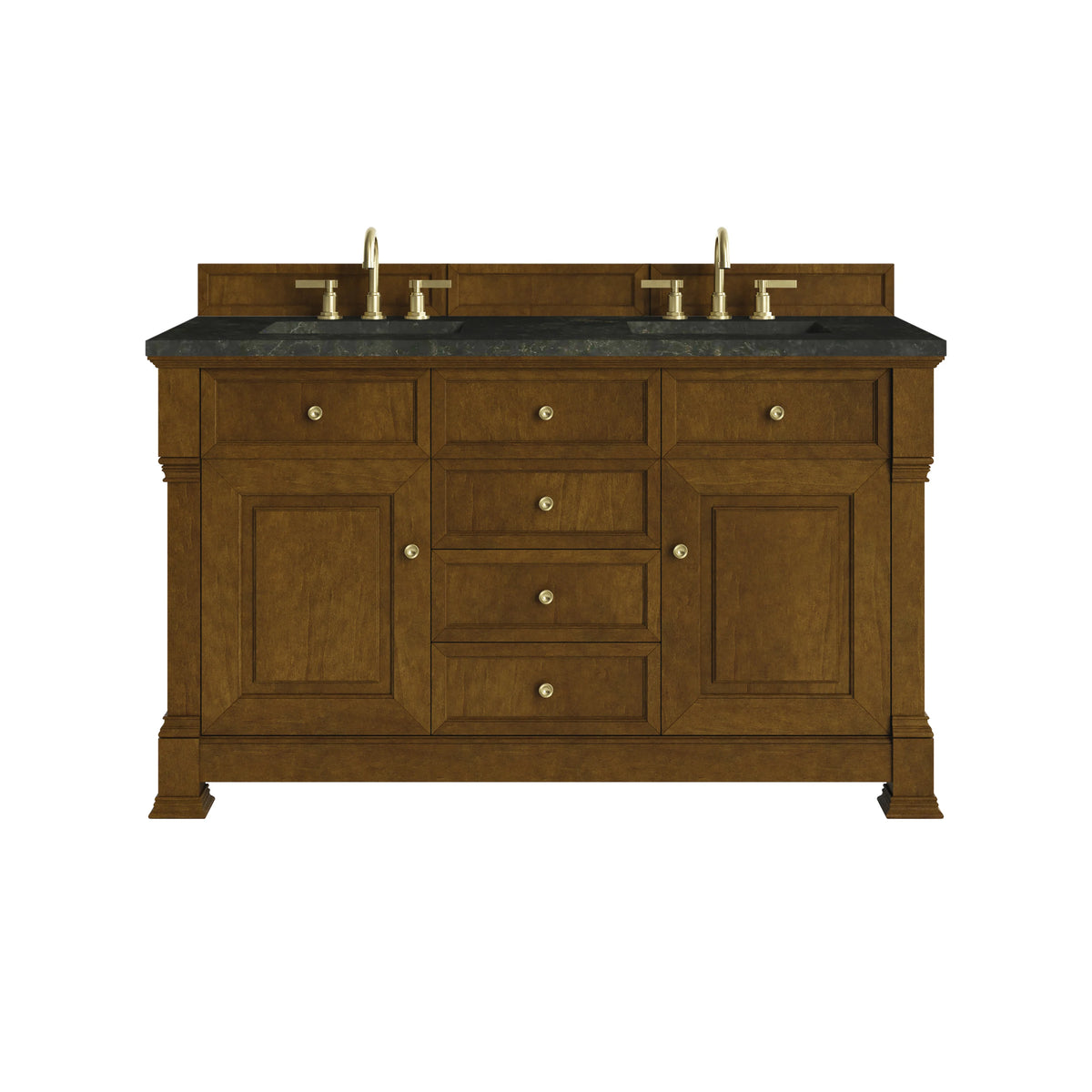 Brookfield 60" Double Vanity, Honey Oak, w/ 3 CM Phantome Eclos Top