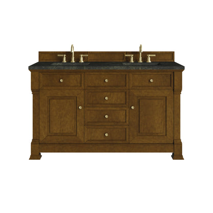 Brookfield 60" Double Vanity, Honey Oak, w/ 3 CM Phantome Eclos Top
