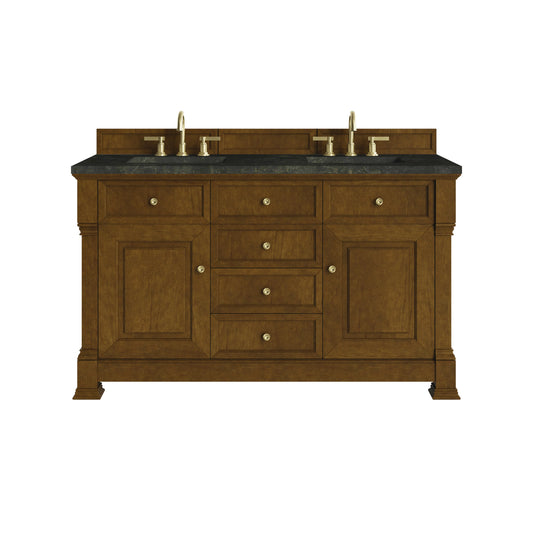 Brookfield 60" Double Vanity, Honey Oak, w/ 3 CM Phantome Eclos Top