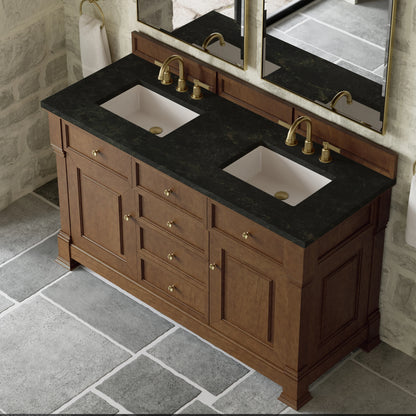 Brookfield 60" Double Vanity, Honey Oak, w/ 3 CM Phantome Eclos Top, view 7