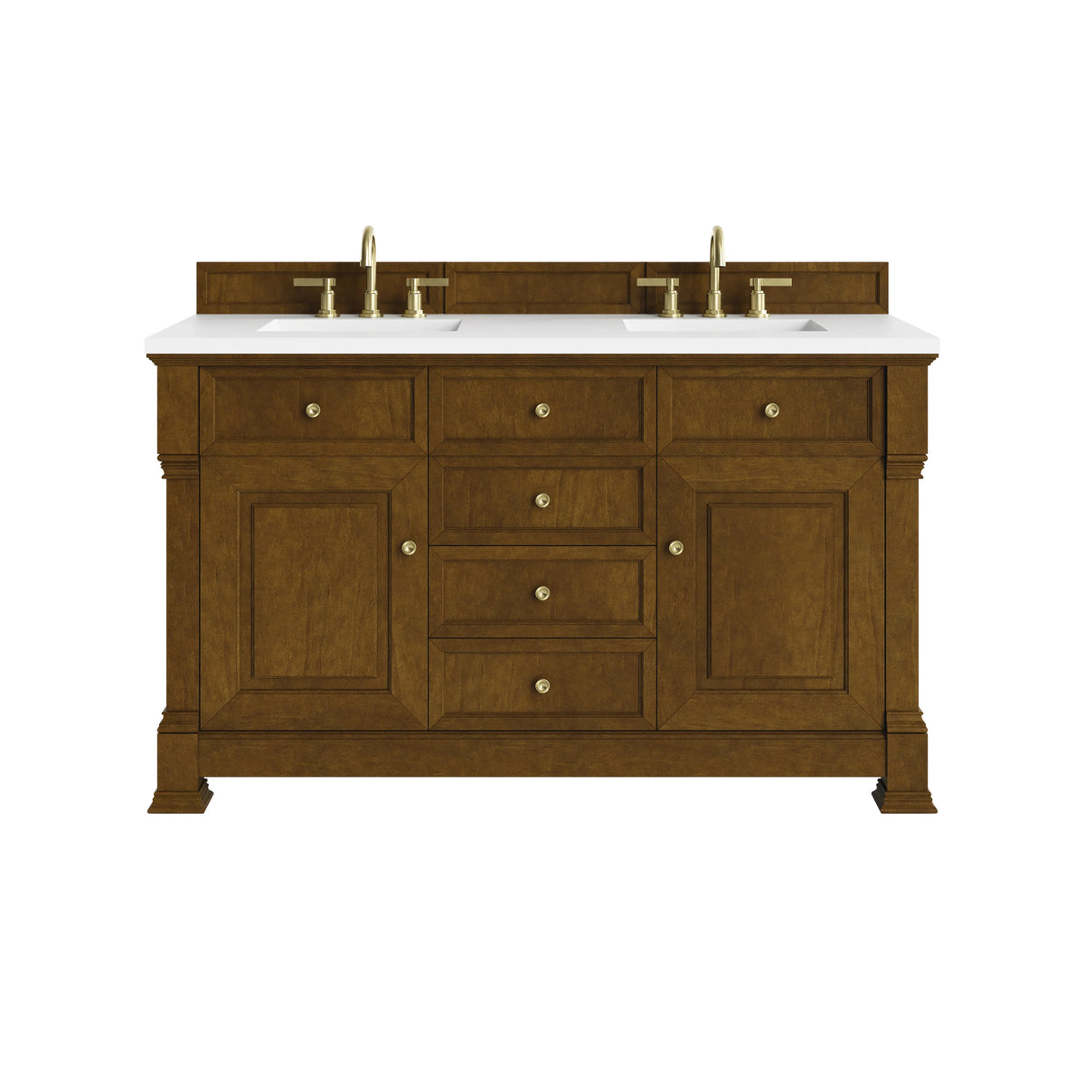Brookfield 60" Double Vanity, Honey Oak,  w/ 3 CM White Zeus Silestone Top