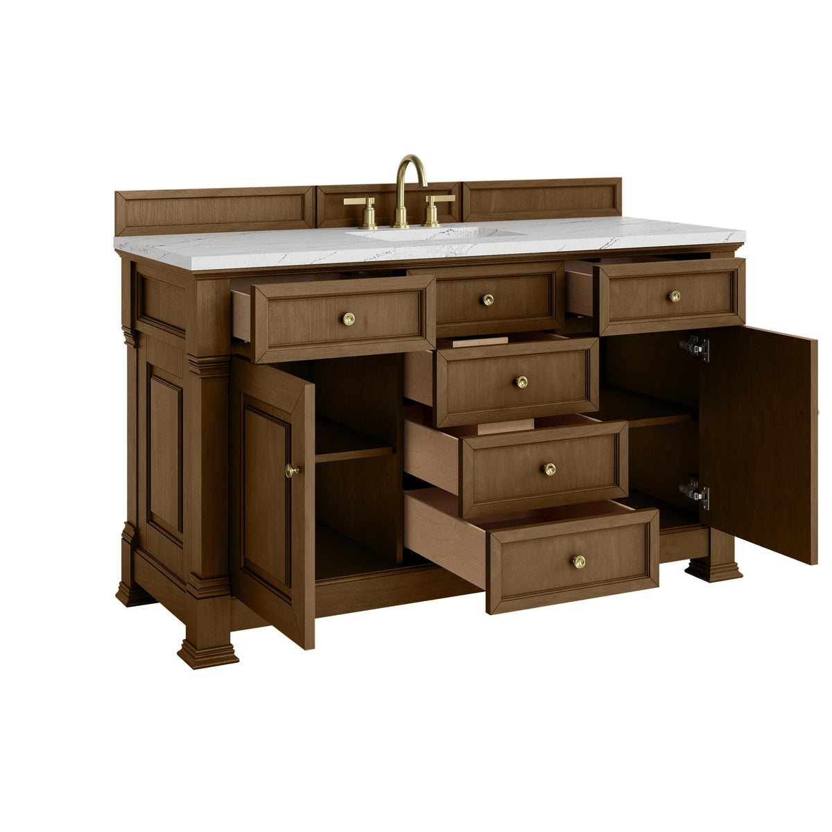 Brookfield 60" Single Vanity, Honey Oak w/ 3 CM Ethereal Noctis Silestone Top, view 8