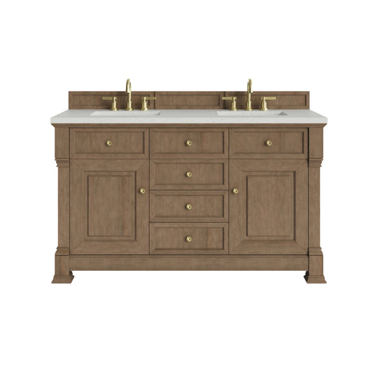Brookfield 60" Double Vanity, Pecan w/ 3 CM Lime Delight Silestone  Top