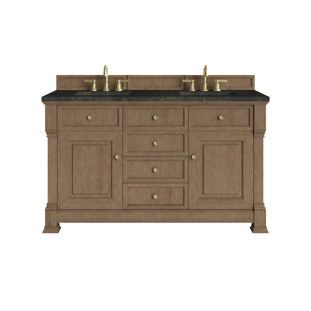 Brookfield 60" Double Vanity, Pecan, w/ 3 CM Phantome Eclos Top