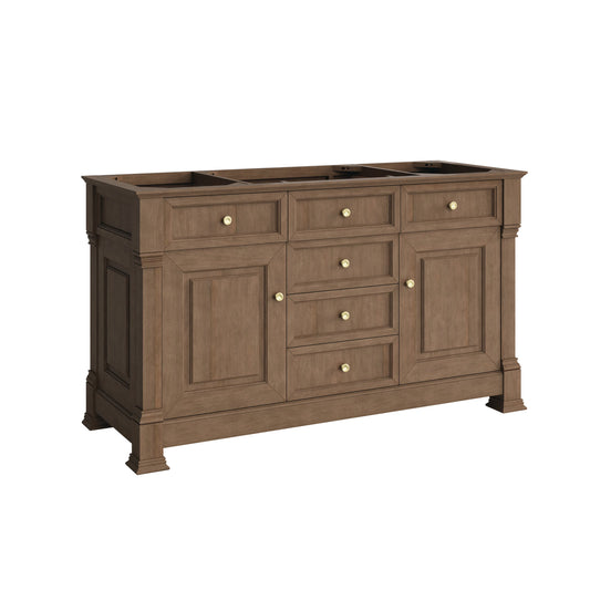 Brookfield 60" Single Vanity, Pecan w/ 3 CM Eternal Jasmine Pearl Silestone Top, view 2