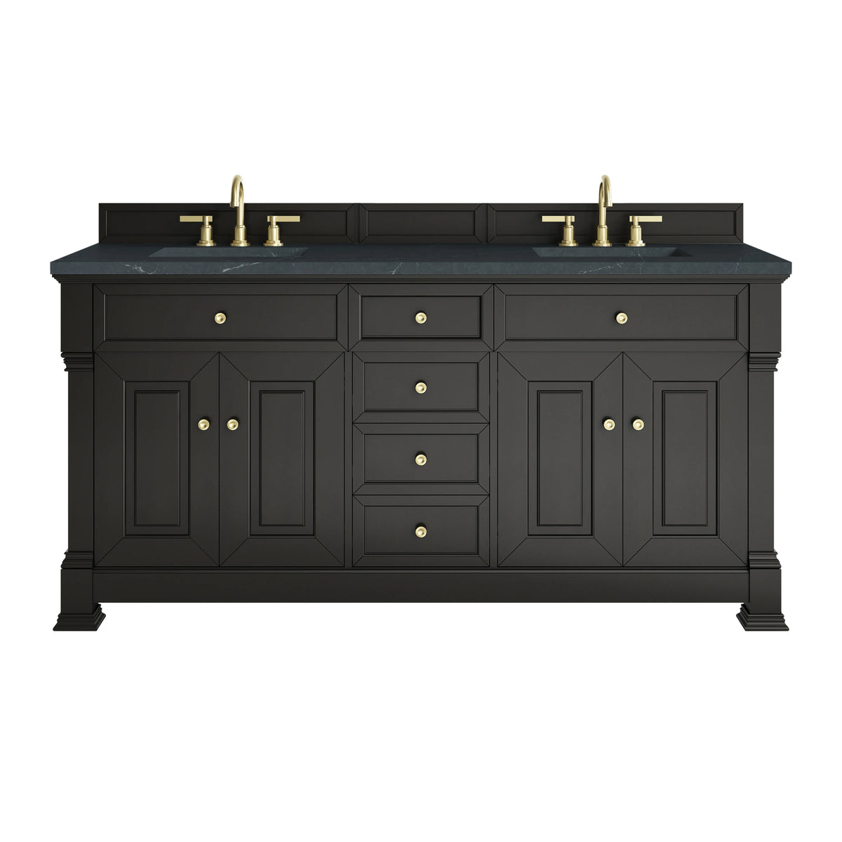 Brookfield 72" Double Vanity, Black Onyx, w/ 3 CM Charcoal Soapstone Silestone Top