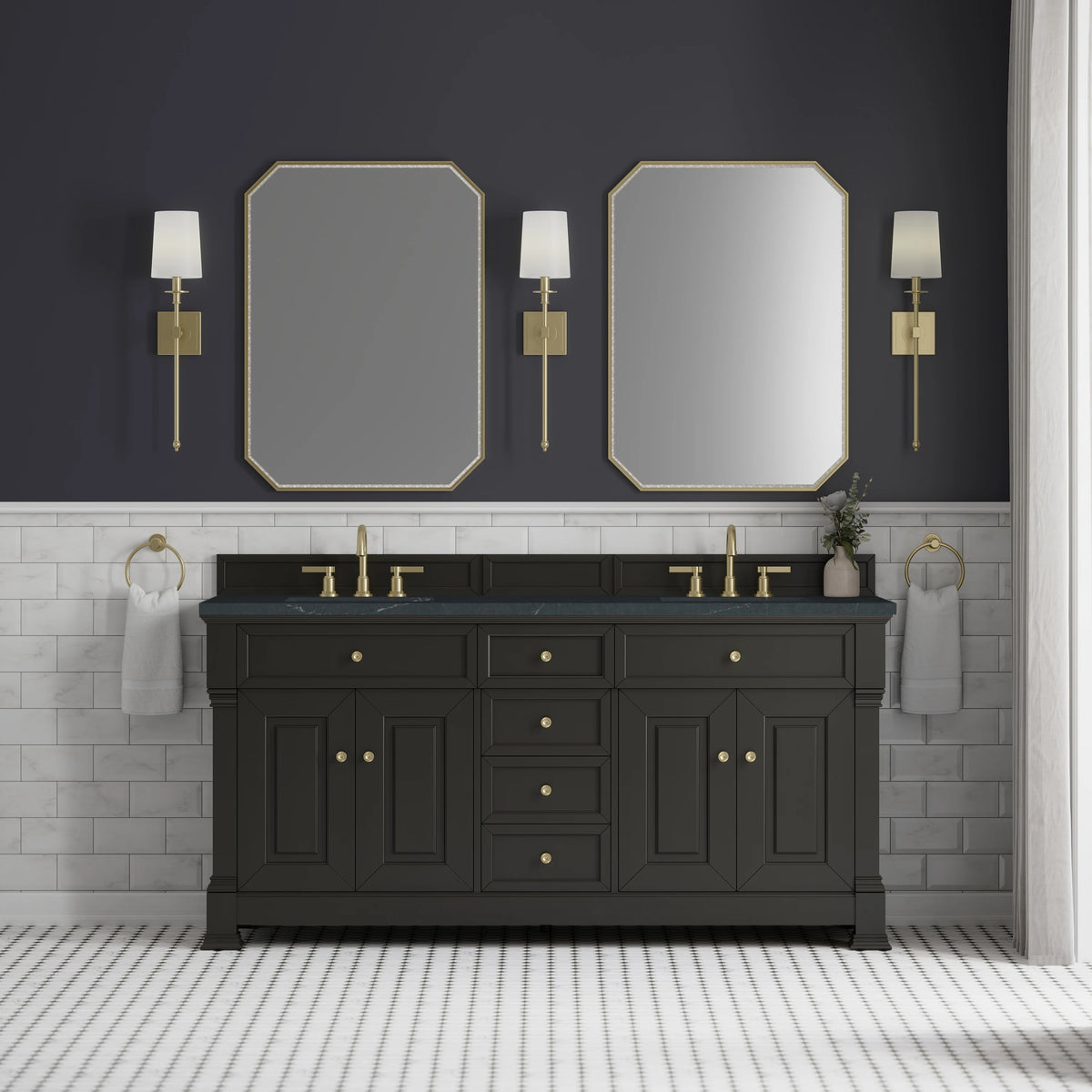 Brookfield 72" Double Vanity, Black Onyx, w/ 3 CM Charcoal Soapstone Silestone Top, view 3