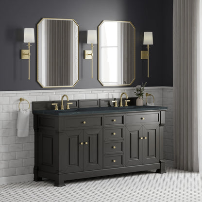 Brookfield 72" Double Vanity, Black Onyx, w/ 3 CM Charcoal Soapstone Silestone Top, view 4