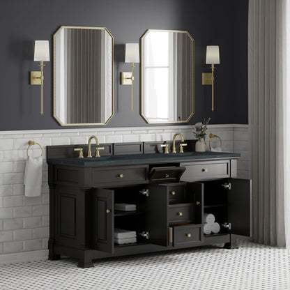 Brookfield 72" Double Vanity, Black Onyx, w/ 3 CM Charcoal Soapstone Silestone Top, view 5