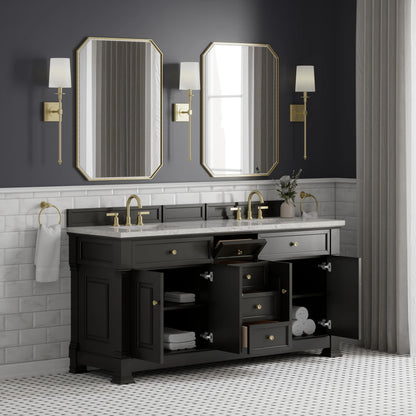 Brookfield 72" Double Vanity, Black Onyx w/ 3 CM Eternal Jasmine Pearl Silestone Top, view 5