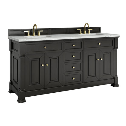 Brookfield 72" Double Vanity, Black Onyx w/ 3 CM Ethereal Noctis Silestone Top, view 11