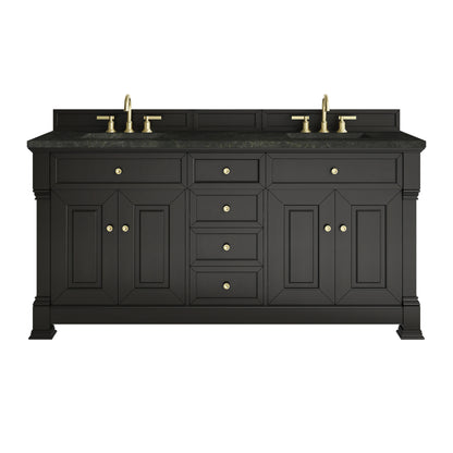 Brookfield 72" Double Vanity, Black Onyx, w/ 3 CM Phantome Eclos Top