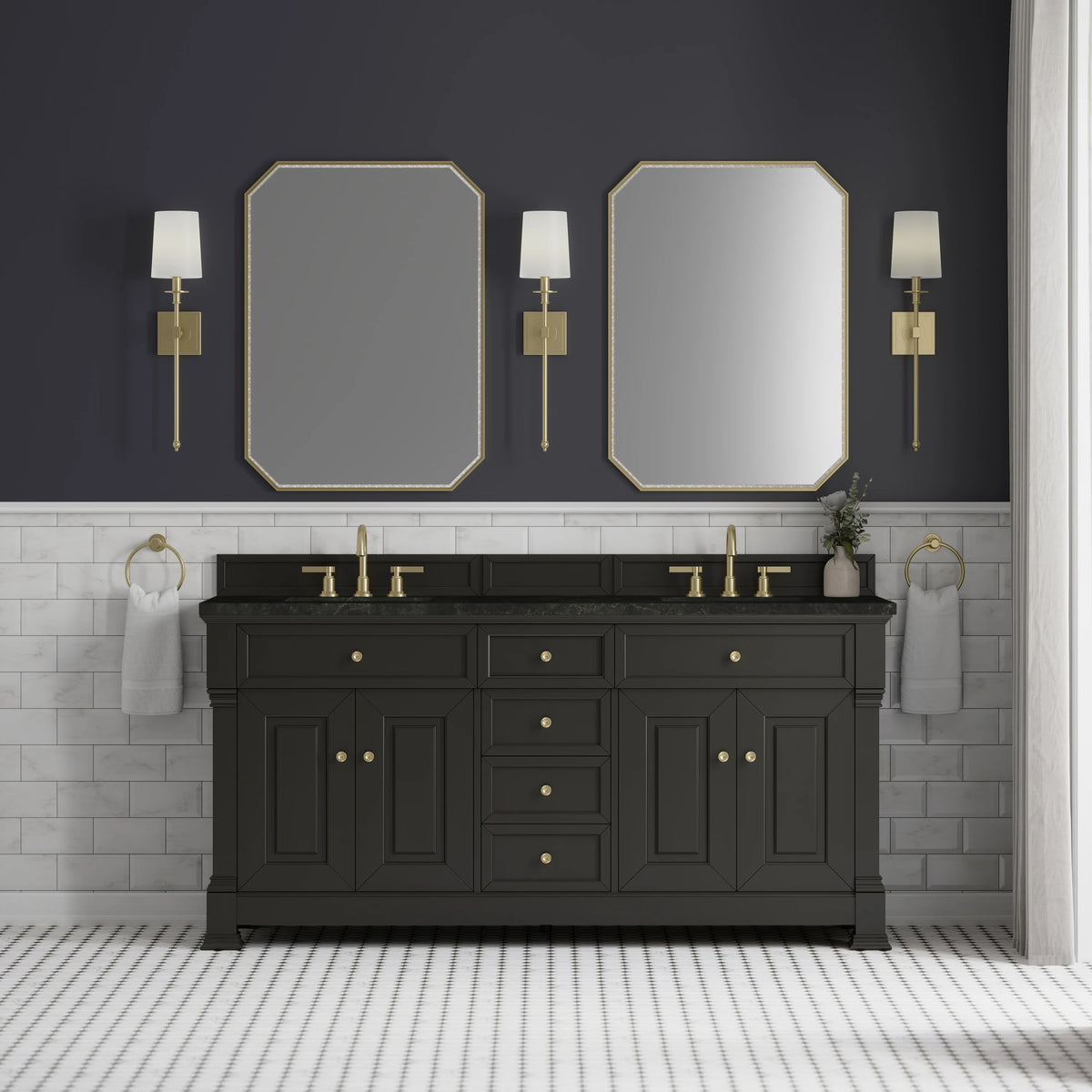 Brookfield 72" Double Vanity, Black Onyx, w/ 3 CM Phantome Eclos Top, view 3