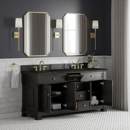 Brookfield 72" Double Vanity, Black Onyx, w/ 3 CM Phantome Eclos Top, view 5