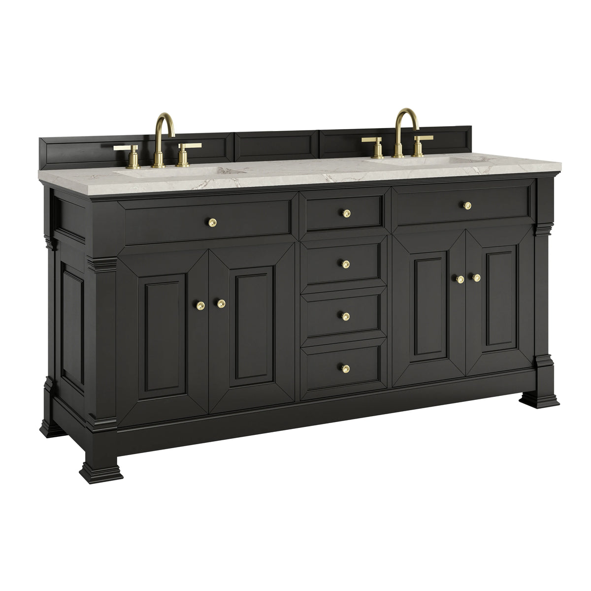 Brookfield 72" Double Vanity, Black Onyx w/ 3 CM Victorian Silver Silestone Top, view 10