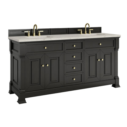 Brookfield 72" Double Vanity, Black Onyx w/ 3 CM Victorian Silver Silestone Top, view 10