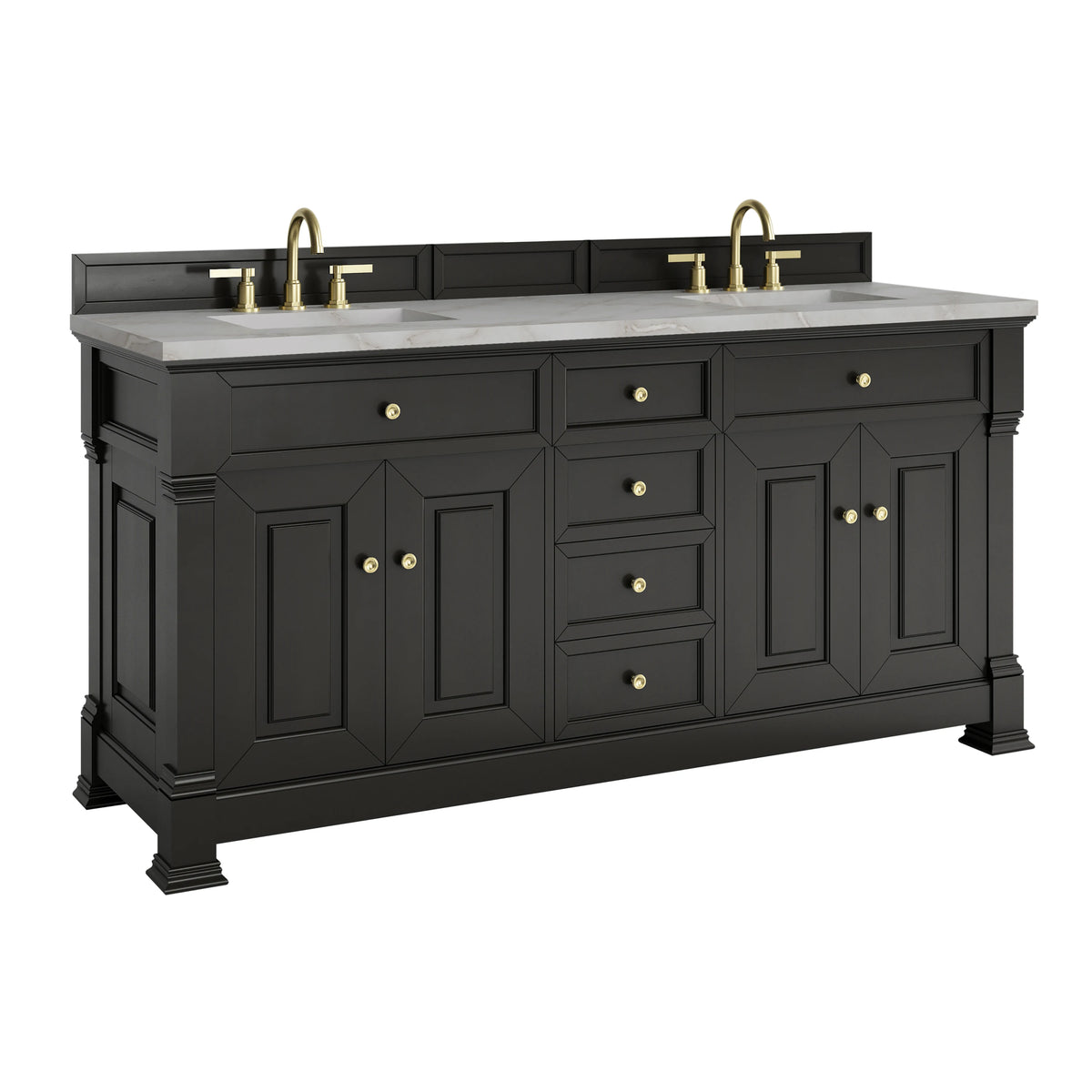 Brookfield 72" Double Vanity, Black Onyx w/ 3 CM Victorian Silver Silestone Top, view 11
