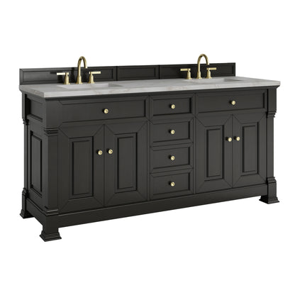 Brookfield 72" Double Vanity, Black Onyx w/ 3 CM Victorian Silver Silestone Top, view 11