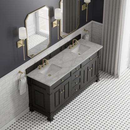 Brookfield 72" Double Vanity, Black Onyx w/ 3 CM Victorian Silver Silestone Top, view 7