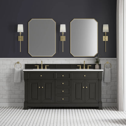 Brookfield 72" Double Vanity, Black Onyx, w/ 3 CM White Zeus Silestone Top, view 3