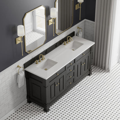 Brookfield 72" Double Vanity, Black Onyx, w/ 3 CM White Zeus Silestone Top, view 7