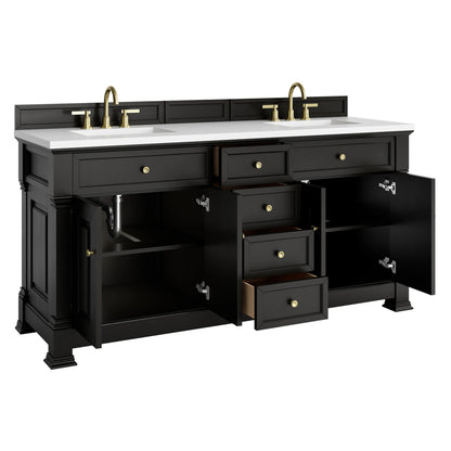 Brookfield 72" Double Vanity, Black Onyx, w/ 3 CM White Zeus Silestone Top, view 8