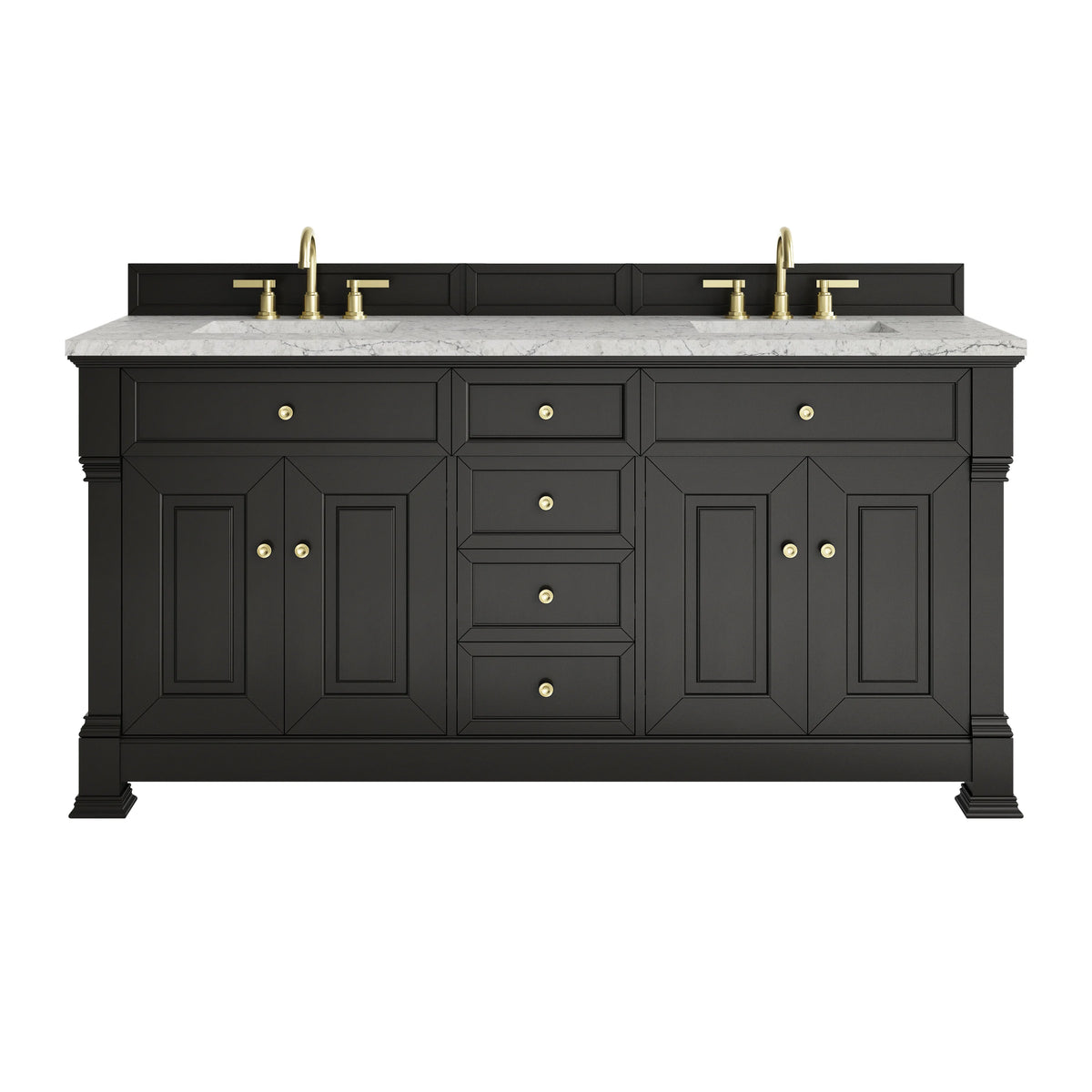 Brookfield 72" Double Vanity, Black Onyx w/ 3 CM Eternal Jasmine Pearl Silestone Top w/ FreePower Wireless Charger