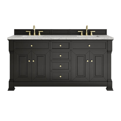 Brookfield 72" Double Vanity, Black Onyx w/ 3 CM Eternal Jasmine Pearl Silestone Top w/ FreePower Wireless Charger