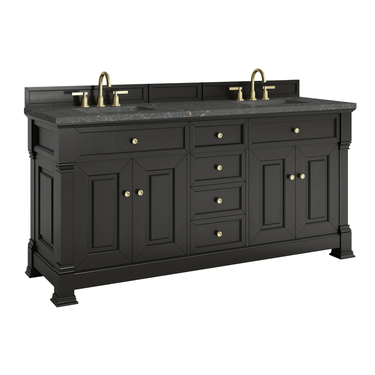 Brookfield 72" Double Vanity, Black Onyx w/ 3 CM Parisien Bleu Silestone Top w/ FreePower Wireless Charger, view 14