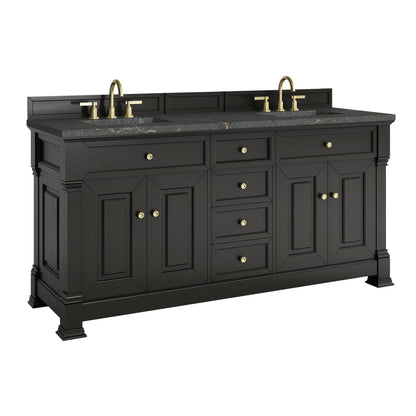 Brookfield 72" Double Vanity, Black Onyx w/ 3 CM Parisien Bleu Silestone Top w/ FreePower Wireless Charger, view 15