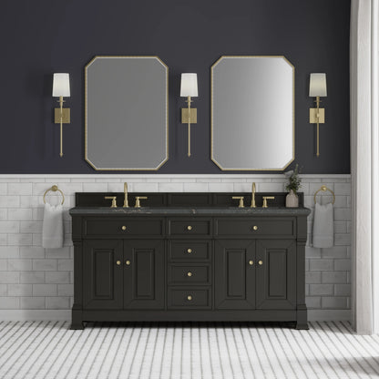 Brookfield 72" Double Vanity, Black Onyx w/ 3 CM Parisien Bleu Silestone Top w/ FreePower Wireless Charger, view 7