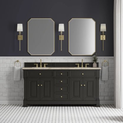 Brookfield 72" Double Vanity, Black Onyx, w/ 3 CM Tajnar Eclos Top w/FreePower Wireless Charger, view 5