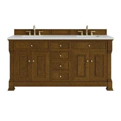 Brookfield 72" Double Vanity, Honey Oak w/ 3 CM Lime Delight Silestone Top