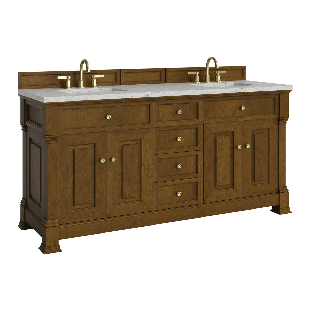 Brookfield 72" Double Vanity, Honey Oak w/ 3 CM Eternal Jasmine Pearl Silestone Top w/ FreePower Wireless Char, view 13