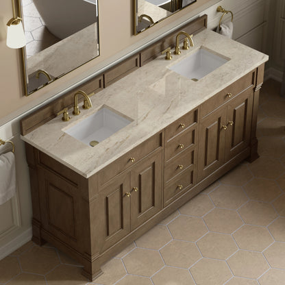 Brookfield 72" Double Vanity, Pecan, w/ 3 CM Tajnar Eclos Top, view 7
