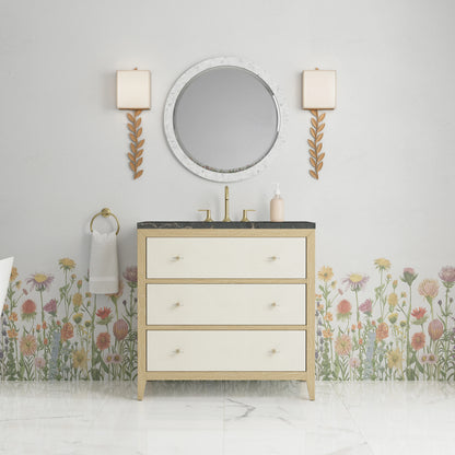 Celeste 36" Single Vanity, Sunwashed Oak with Embossed Shagreen w/ 3 CM Parisien Bleu Silestone Top, view 3