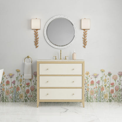 Celeste 36" Single Vanity, Sunwashed Oak with Embossed Shagreen, w/ 3 CM Siberian Silestone Top, view 3