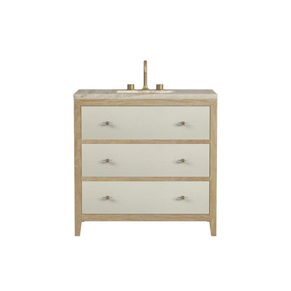 Celeste 36" Single Vanity, Sunwashed Oak with Embossed Shagreen, w/ 3 CM Tajnar Eclos Top