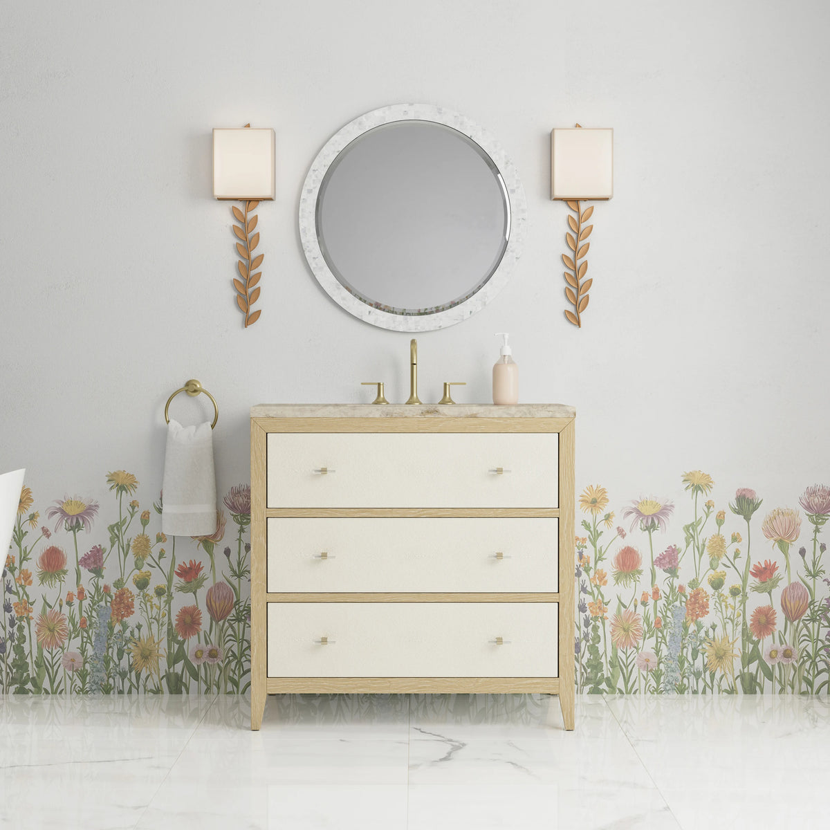 Celeste 36" Single Vanity, Sunwashed Oak with Embossed Shagreen, w/ 3 CM Tajnar Eclos Top, view 3
