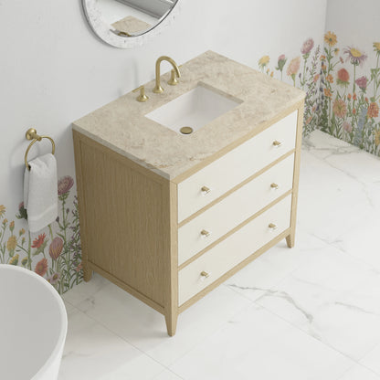 Celeste 36" Single Vanity, Sunwashed Oak with Embossed Shagreen, w/ 3 CM Tajnar Eclos Top, view 7