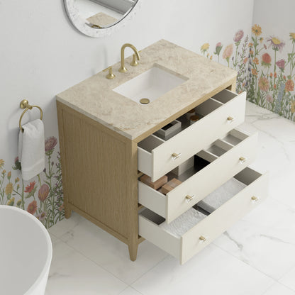 Celeste 36" Single Vanity, Sunwashed Oak with Embossed Shagreen, w/ 3 CM Tajnar Eclos Top, view 8