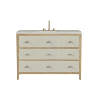 Celeste 48" Single Vanity, Sunwashed Oak with Embossed Shagreen, w/ 3 CM Siberian Silestone Top