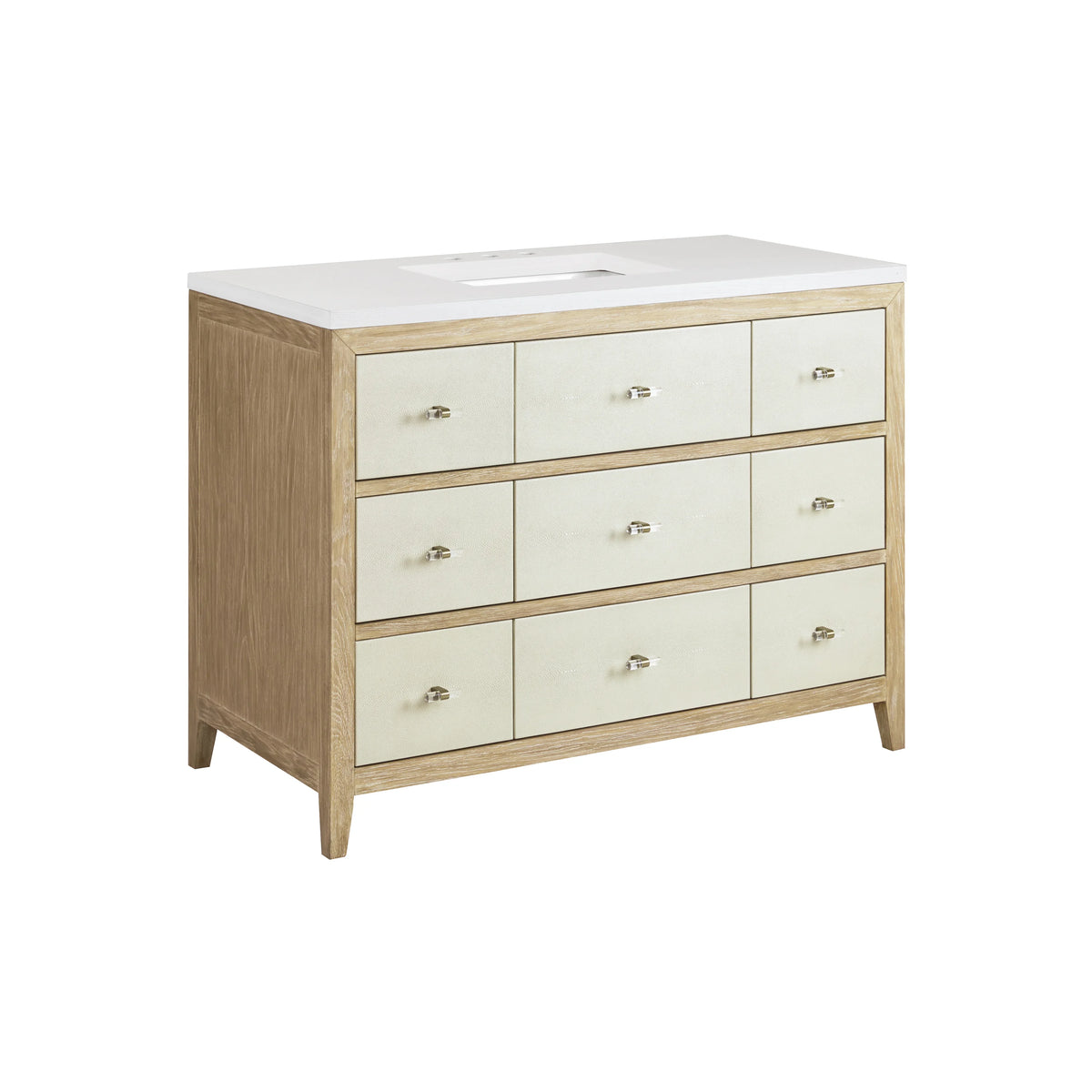 Celeste 48" Single Vanity, Sunwashed Oak with Embossed Shagreen w/ 3 CM White Zeus Silestone Top, view 12
