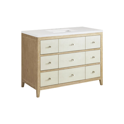Celeste 48" Single Vanity, Sunwashed Oak with Embossed Shagreen w/ 3 CM White Zeus Silestone Top, view 12