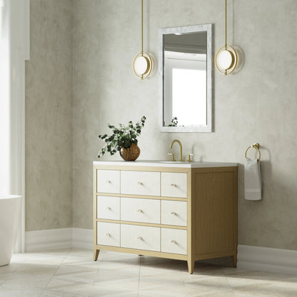 Celeste 48" Single Vanity, Sunwashed Oak with Embossed Shagreen w/ 3 CM White Zeus Silestone Top, view 4