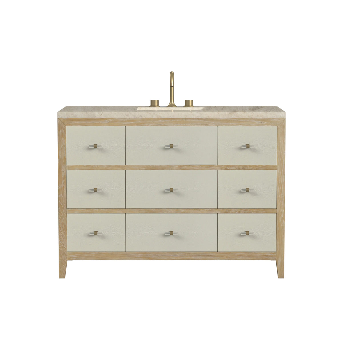 Celeste 48" Single Vanity, Sunwashed Oak with Embossed Shagreen, w/ 3 CM Tajnar Eclos Top w/FreePower Wireless Charger
