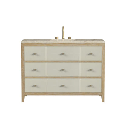 Celeste 48" Single Vanity, Sunwashed Oak with Embossed Shagreen, w/ 3 CM Tajnar Eclos Top w/FreePower Wireless Charger