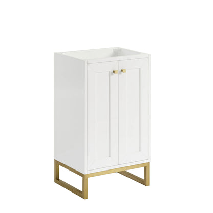 Chianti 20" Single Cabinet, Glossy White, Champagne Brass