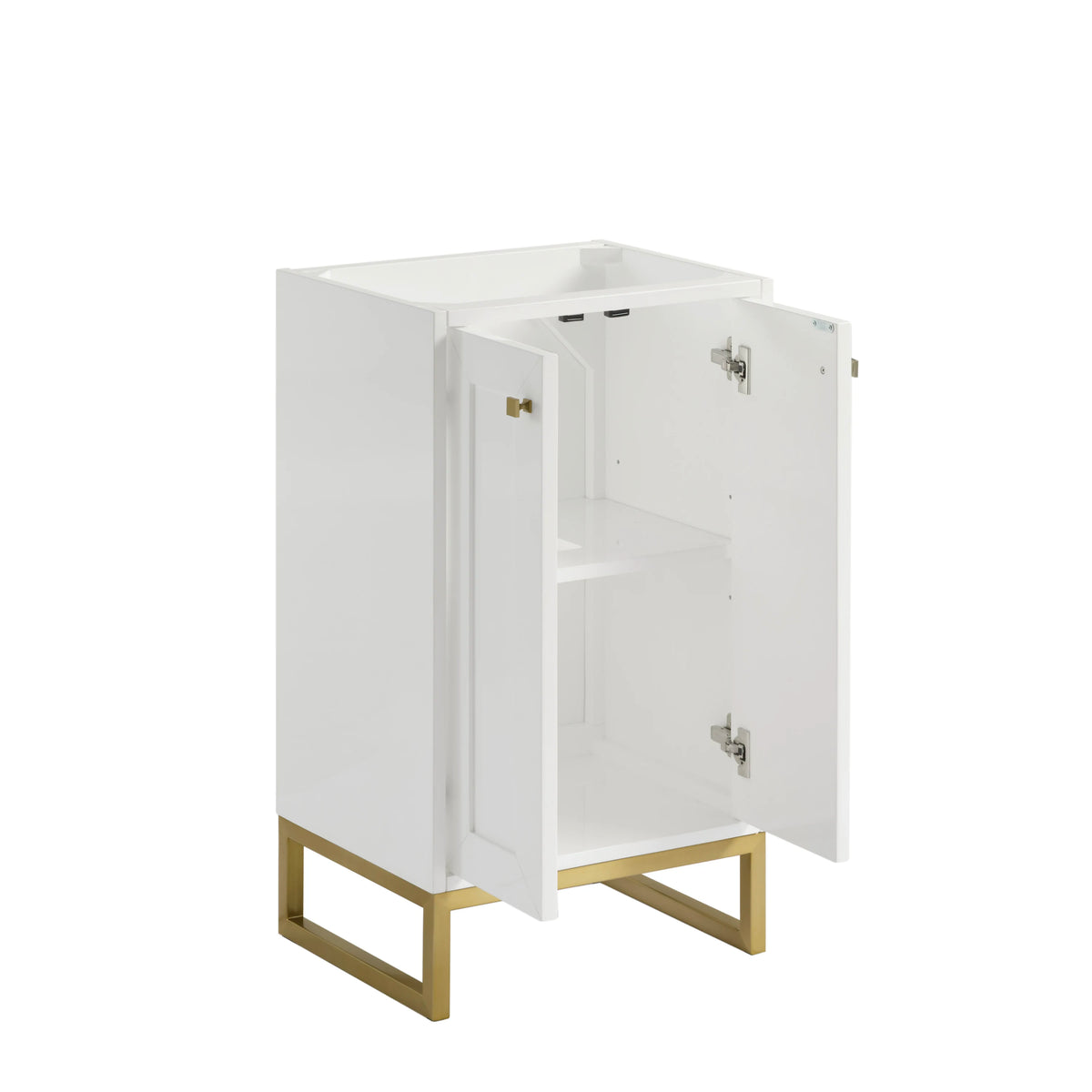 Chianti 20" Single Cabinet, Glossy White, Champagne Brass, view 4