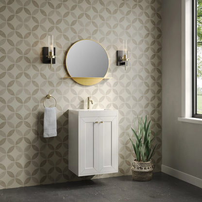 Chianti 20" Single Vanity, Glossy White, Champagne Brass, w/ White Glossy Composite Stone Top, view 10